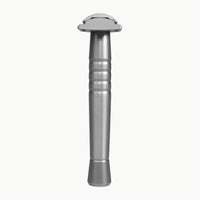 Silver safety razor on a white background